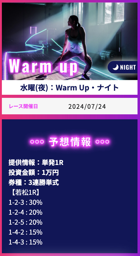 2024年7月24日(水)若松1R予想